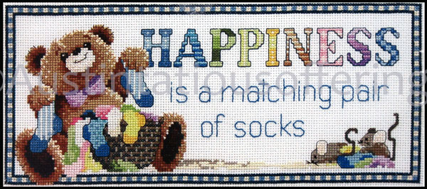 Fiona Jude TeddyBear Happiness Is CrossStitch Kit Matching Socks