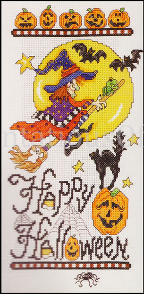 Gillum Spooky Halloween Cross Stitch Kit Witch And Pumpkins