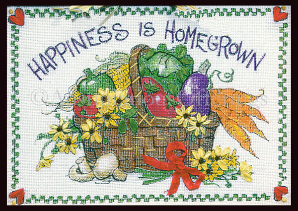 Rare Mock  Happiness Is CrossStitch Ribbon Embroidery Sampler Kit