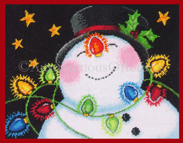 Susan Winget Night Sky Snowman Needlepoint Kit Head Lights