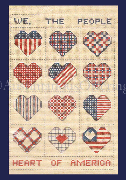 Bette Ashley Heart Of America Cross Stitch Sampler Kit Patriotic Hearts