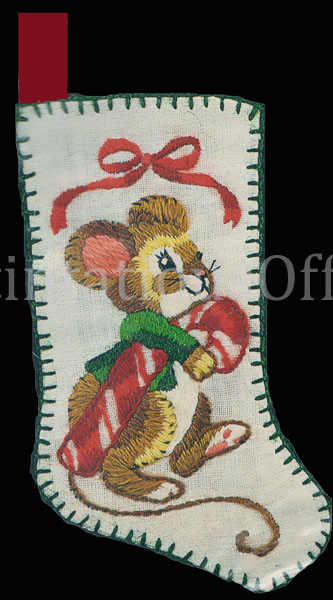 Rare Mini Crewel Embroidery Stocking Kit Candy Mouse