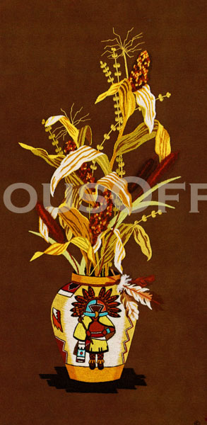 Rare Gerrish Native American Indian Kachina Pottery Crewel Embroidery Kit Maize