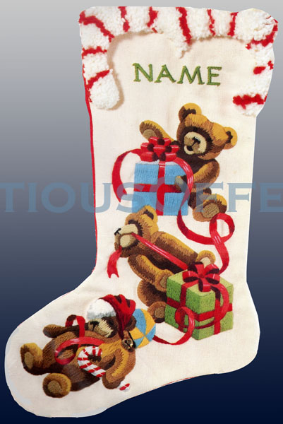 Rare Trotter Christmas TeddyBears Crewel Embroidery Stocking Kit
