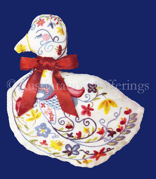 Rare Engel Jacobean Goose Floral Crewel EmbroideryKit PillowDoll