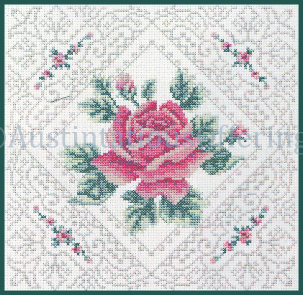 Rare Marchie Pink Rose Cross Stitch Kit Delicate Filigree Border