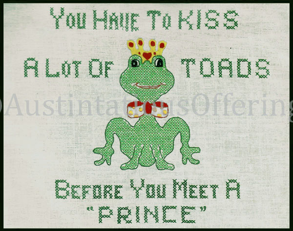 Rare Find Your Prince Stamped CrossStitch SamplerKit Kappie Frog