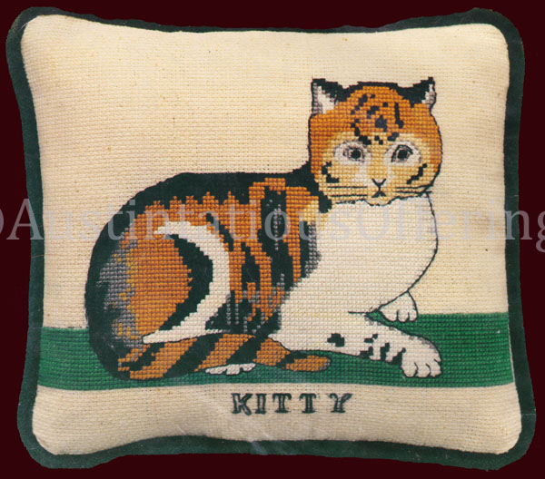 Rare Erica Wilson Kitty Cat Folk Art Repro Cross Stitch Kit
