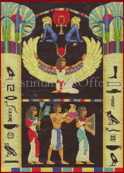 Ancient EgyptianGoddess Isis CrossStitch Kit Lions Heiroglyphics
