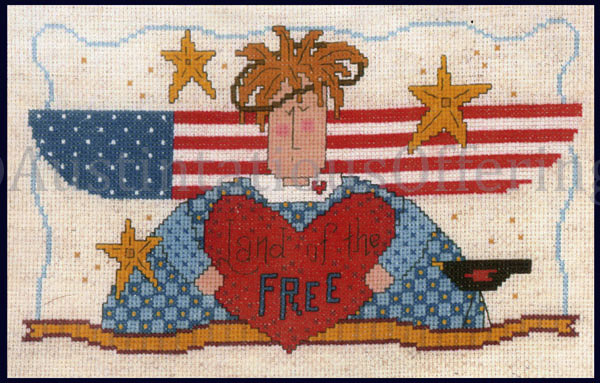 Rare Arthurs Patriotic Angel Folk Art Cross Stitch Kit Land Of