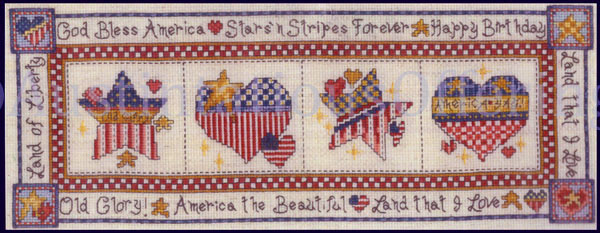 Rare Kingsley Americana Cross Stitch Kit Stars Stripes Patriotic