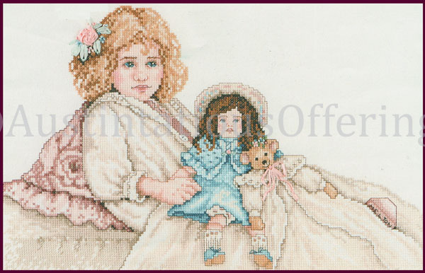 Rare Hagara Larka Art Repro CrossStitch Kit Victorian Child Doll