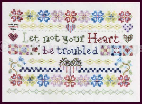 Rare Cozzolino FolkArt Let Not Heart Be Troubled CrossStitch Kit
