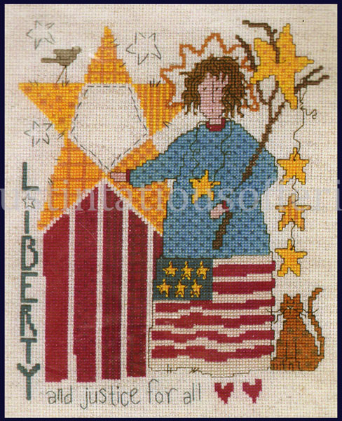 Rare Arthurs Patriotic Folk Art Cross Stitch Kit Liberty Justice