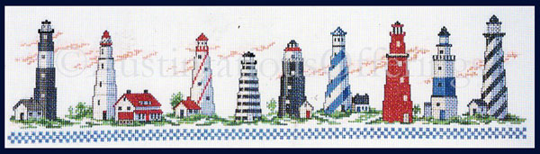 Rare Ursula Michael  Nine Lighthouses in a Row Cross Stitch Kit
