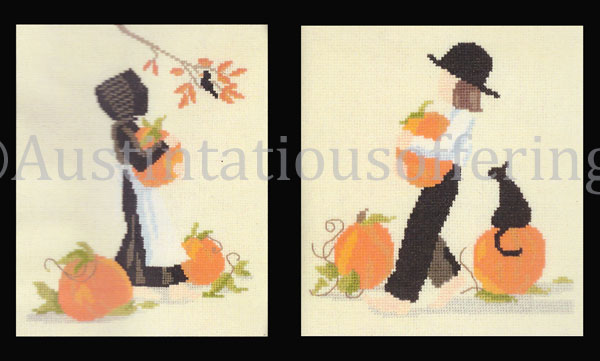 Rare Graebner Pumpkins for Pies CrossStitch Kit Amish Set
