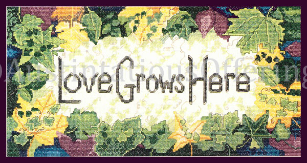 Rare LaPoint Love Grows CrossStitch Kit Early Autumn Leaf Border