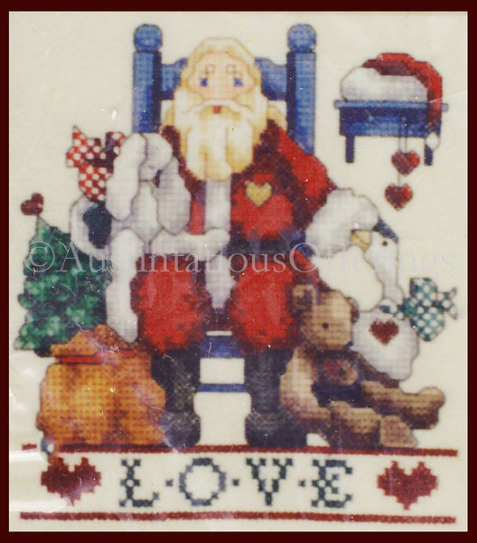 Rare Lynne FolkArt Santa Claus Christmas Love Cross Stitch Kit