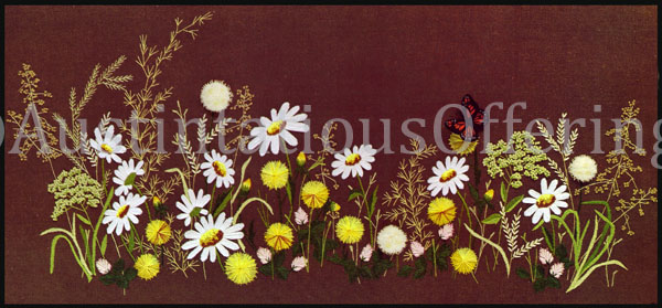 Rare Palmateer Wildflowers Grasses Panel Crewel Embroidery Kit