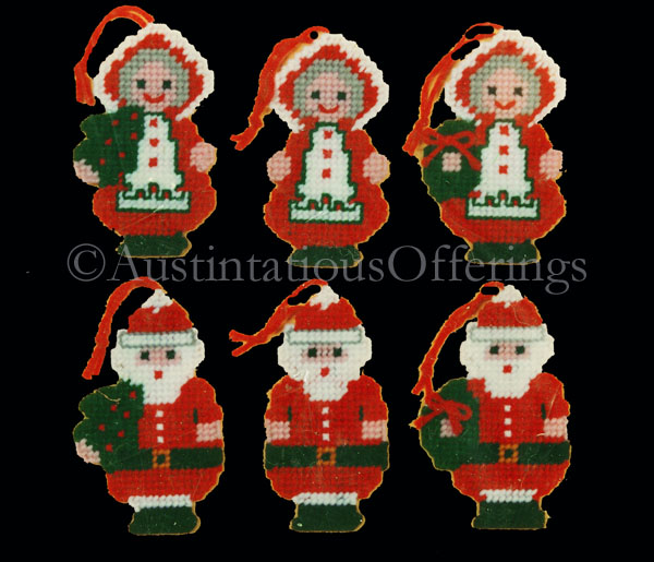 Rare Mr Mrs Santa Claus Christmas Ornaments Needlepoint Kit
