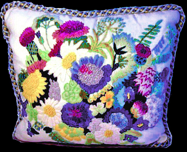Wilson Nantucket Moors Crewel Embroidery Pillow Barbara Ann