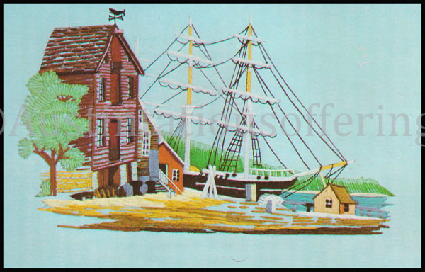 Rare Wilson New England Seaport Crewel Embroidery Kit Sailboat