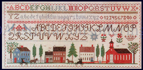 Rare Road to Country Church Sampler Stamped Cross Stitch Kit