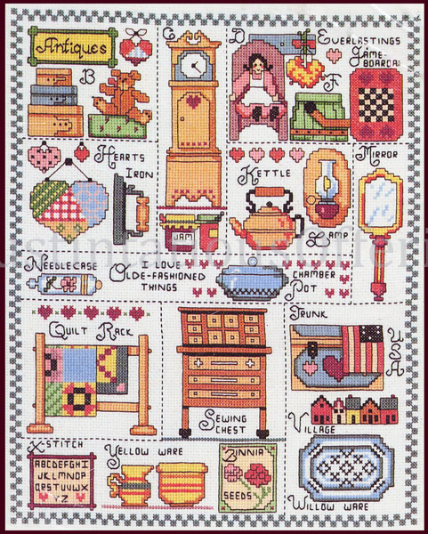 Rare Olde Fashioned Things Sampler Cross Stitch Kit Antiques