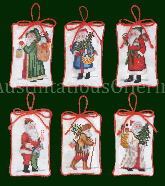 Rare Olde Time Woodland Santas CrossStitch Ornaments Set Kit