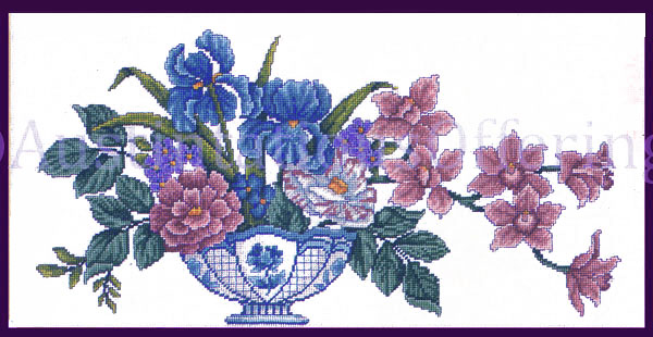 Rare Leclair Orchid Spray Irises Formal Floral Needlepoint Kit