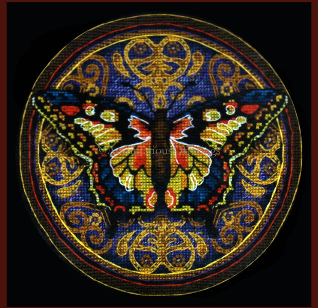 Punch Studio Butterfly on Ornate Medallion Mini Cross Stitch Kit