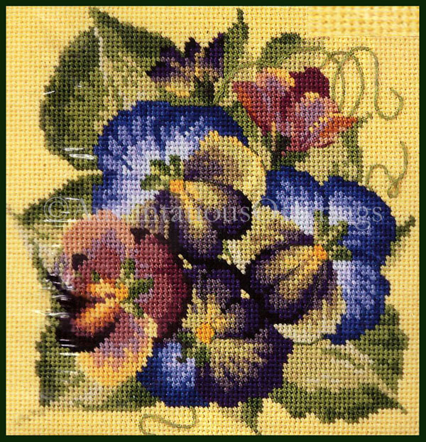 Rare Donna Dewberry Spring Floral Needlepoint Kit Pansy
