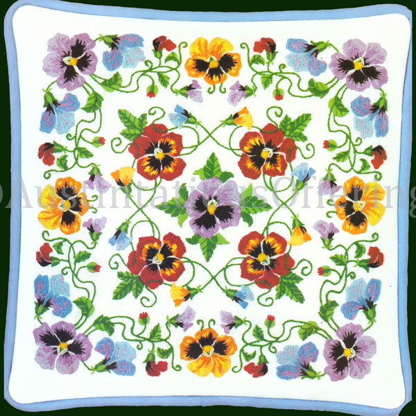 Rare Baker Springtime Pansies Crewel Embroidery Kit Pansy Floral