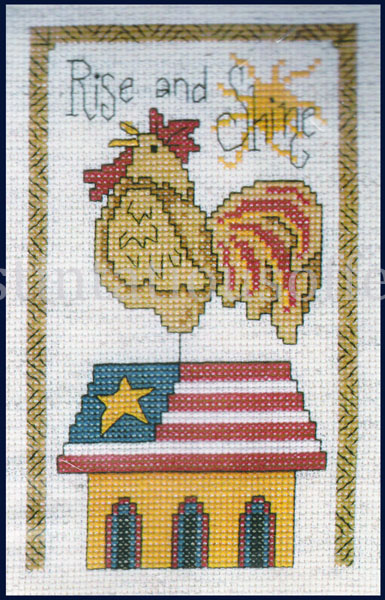 Rare Arthurs Folk Art Patriotic Rooster CrossStitch Sampler Kit