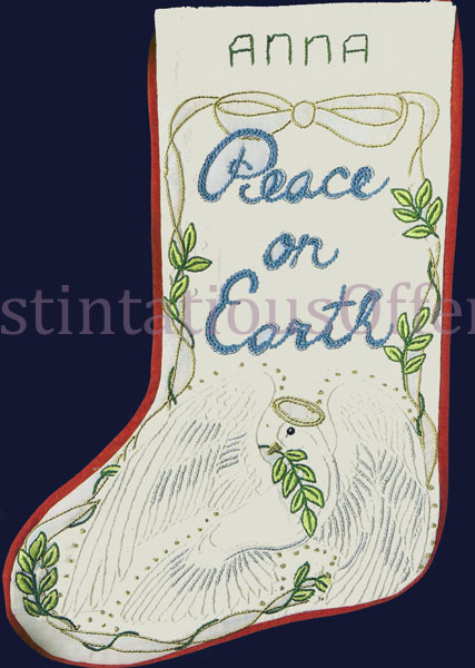 Rare Peace on Earth Candlewicking Crewel Embroidery Stocking Kit
