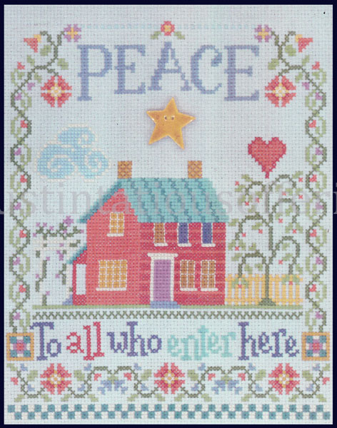 Rare Cozzolino Peace To All Folk Art Welcome Cross Stitch Kit