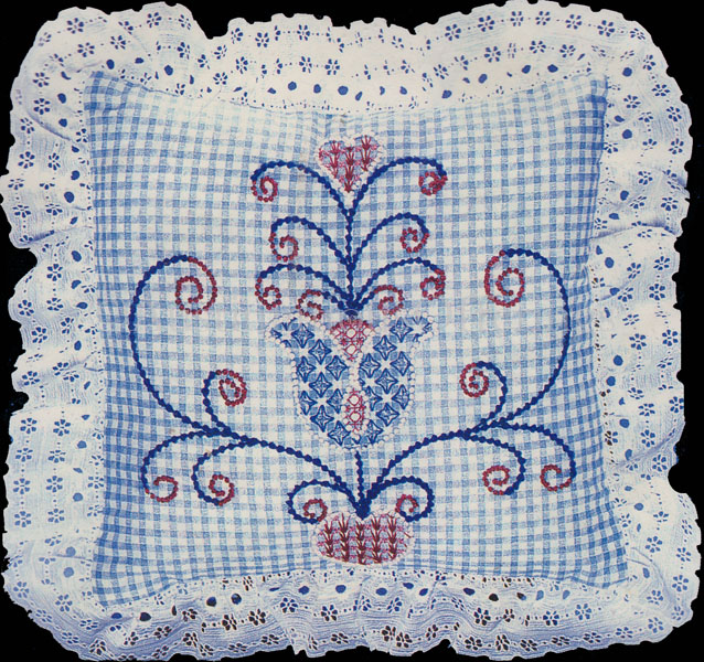 Blue Gingham Pennsylvania Dutch Embroidery Kit Suits Beginner