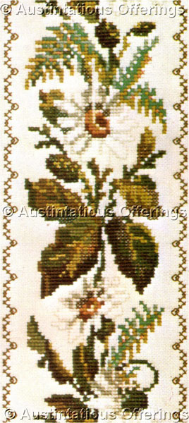 Rare Autumn Daisies Wool CrossStitch Kit Floral Bell Pull Permin