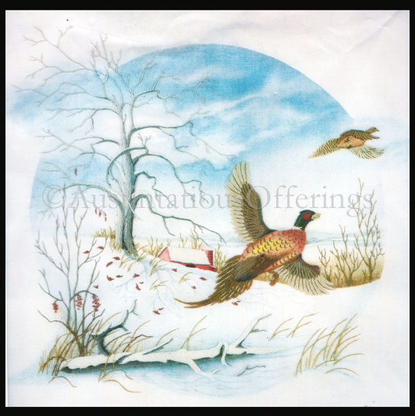 Rare Alexander Winter Farm Crewel Embroidery Pheasant