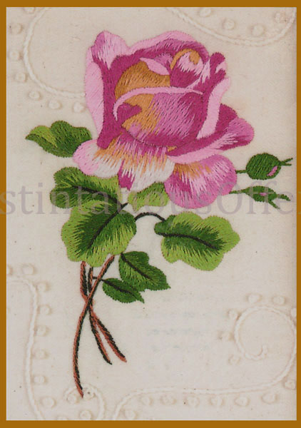 Classic Rose Crewel Embroidery Kit Rose Bud Candlewicking scroll
