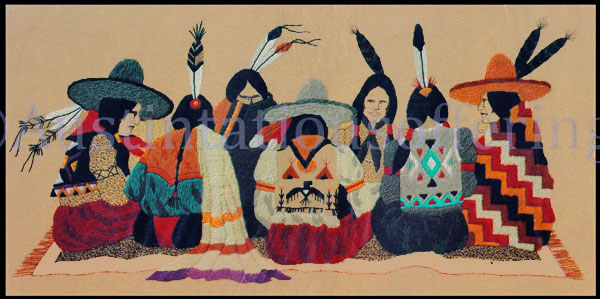 Rare Gibney Native American Crewel Embroidery Kit Pow wow