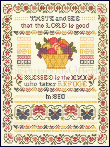 Rare Inspirational Cross Stitch Sampler Kit Psalm Lord is Good
