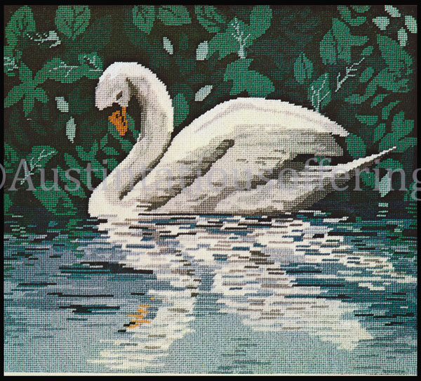 Rare Regal Swan Needlepoint Kit Reflection on the Water