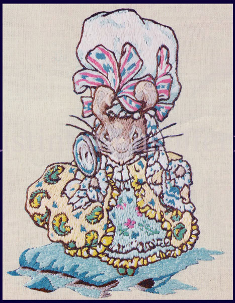 Rare Potter Crewel Embroidery Kit Well Dress Miss Ribbons Mice