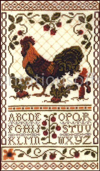 Rare Arthurs Folk Art Rooster Cross Stitch Sampler Kit Sunrise