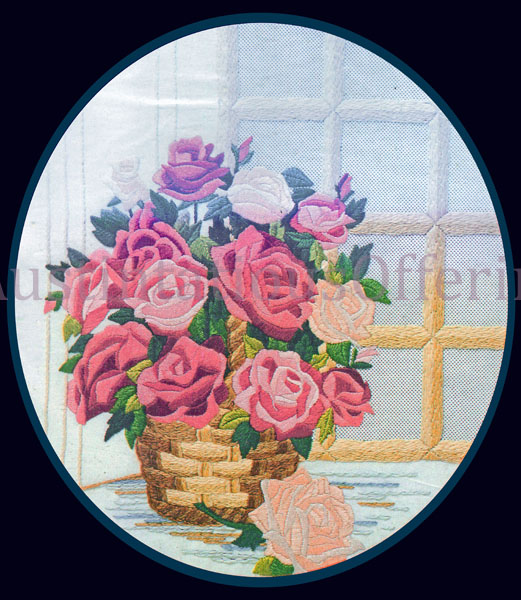 Rare Eileen Violet Floral Crewel Embroidery Kit Summer Roses