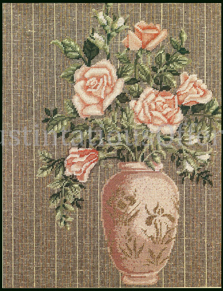 Rare Williams LeClair Openwork Needlepoint Kit Roses Gilded Vase