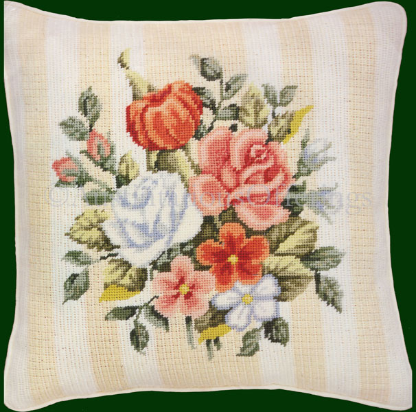 Rare LeClair Spring Roses Needlepoint Pillow Kit Rue De France