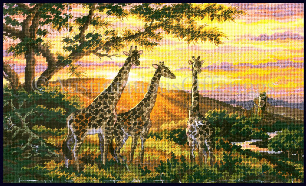 Rare Michael Sieve African Sunrise View Needlepoint Kit Giraffes