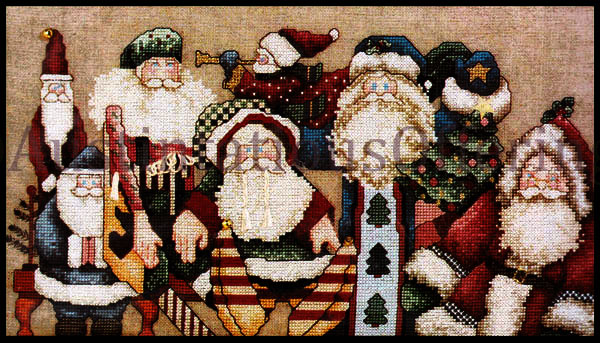 Rare Lynne FolkArt Santa Claus Christmas Crew  Cross Stitch Kit